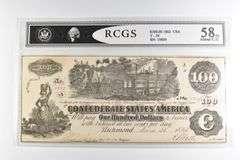 RCGS About CU 58 PQ $100 1862 Confederate States Of America