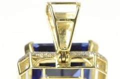 10K Yellow Gold Emerald Sim. Sapphire Diamond Encrusted Pendant