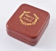 Merry Xmas Christmas Small Red Jewelry Box 1920's Gold Coin Gift