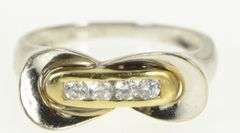 14K White Gold 0.28 Ctw Diamond Geometric Curvy Infinity Ring