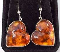 Fantastic Sterling Silver Amber Gemstone Dangle Earrings