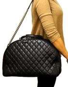 CHANEL Airline Round Trip Bowling Black Shoulder Bag W/ Card