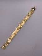 26.4g 14k Tri Color Gold Bracelet, 8in, 15mm Ribbon Link