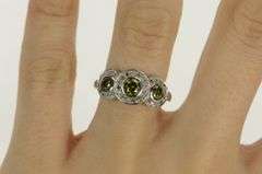 14K White Gold 1.30 Ctw Green White Diamond Halo Engagement Ring
