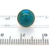 14kt Yellow gold round Chrysocolla stone stud earrings