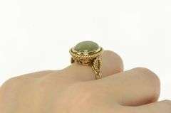14K Yellow Gold Oval Jadeite Cabochon Vintage Statement Ring