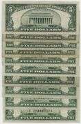 10 Nice Series of 1934 Small Size $5 Blue Seal Silver Certificates