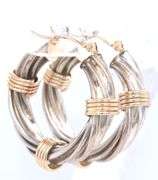 925 Sterling silver and yellow gold hoop earrings