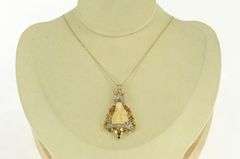 14K Yellow Gold 1850's Virgin Mary Diamond Antique Pendant