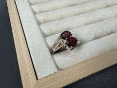 Sterling Silver Natural Gemstone Garnet Ring Size 10