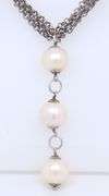925 Sterling Silver Dangle Pearl Pendant on Multi Strand Chain Necklace