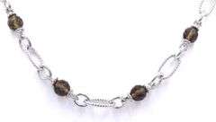 Judith Ripka sterling silver Textured smokey quartz toggle necklace