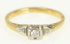 14K Yellow Gold 1940's Diamond Classic Promise Ring