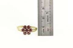 14K Yellow Gold Natural Ruby Flower Vintage Cluster Ring