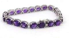 925 Sterling silver oval amethyst link bracelet