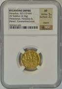 Scarce Heraclius and Sons Byzantine Gold Solidus, 610-641 AD. NGC XF