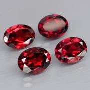 Set of 4 top red VS Garnets weighing 5.57 carats