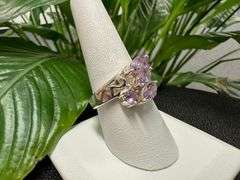 Sterling Silver Natural Gemstone Amethyst Ring Size 9