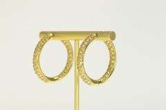 18K Yellow Gold Citrine Inside Outside 32.5mm Hoop Earrings