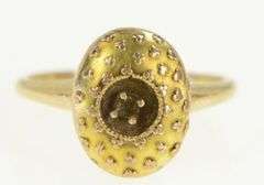 14K Yellow Gold Oval Victorian Domed Engagement Setting Ring