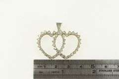 14K White Gold 2.00 Ctw Diamond 1950's Heart Love Pendant