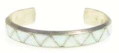 Sterling Silver Southwestern Syn. Opal Zig Zag Inlay Bracelet