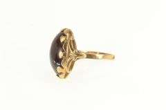 14K Yellow Gold 1950's Carnelian Cabochon Vintage Floral Ring