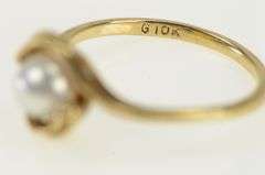 10K Yellow Gold Vintage Classic 5.3mm Pearl Wavy Statement Ring