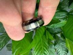 Titanium Black Grooved Sides Wedding Band Comfort Fit Ring Size 9