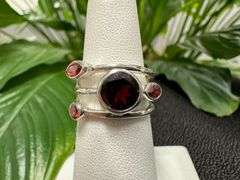 Sterling Silver Gemstone Natural Garnet Ring Size 6
