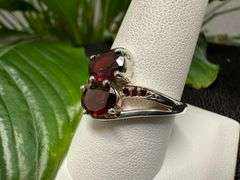 Sterling Silver Natural Gemstone Garnet Ring Size 10
