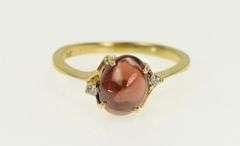 10K Yellow Gold Oval Garnet Cabochon Diamond Accent Bypass Ring