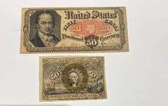 2 50 Cent Fractional Currency Notes