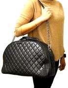CHANEL Airline Round Trip Bowling Black Shoulder Bag W/ Card