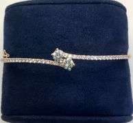 MESMERIZING 14K ROSE GOLD “TWO LOVERS “DESIGN DIAMOND BANGLE