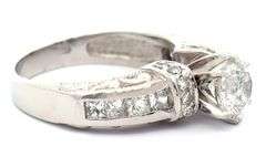 1.75ctw Round and Princess Diamond Invisible Set Straight Engagement Ring in Platinum