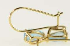 14K Yellow Gold Pear Blue Topaz Solitaire Dangle Hook Earrings
