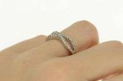 14K White Gold 0.30 Ctw Wavy Tiered Diamond Wedding Band Ring