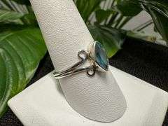 Sterling Silver Natural Gemstone Blue Topaz Ring Size 10