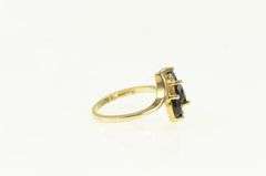 14K Yellow Gold Marquise Sapphire Diamond Cluster Ring