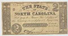State of North Carolina $2 Note Oct 4 1861 Series