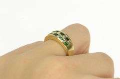 14K Yellow Gold 1.70 Ctw Princess Diamond Emerald Wedding Ring
