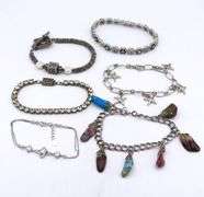 Group lot of vintage 925 sterling silver bracelets