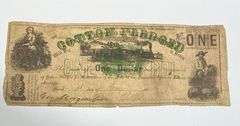 Two Color $1 Cotton Pledged Blue 1862 Mississippi Note