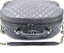 CHANEL Airline Round Trip Bowling Black Shoulder Bag W/ Card