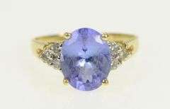 14K Yellow Gold LeVian Tanzanite Diamond Cluster Statement Ring