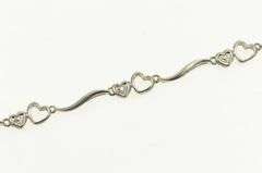 10K White Gold Heart Love Symbol Diamond Accent Vintage Bracelet