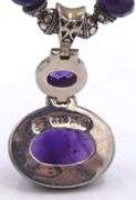 Amethyst and silver Beads necklace with Vintage 925 sterling silver signed amethyst pendant