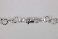 Sterling Silver Italian Love Heart Chain 5.3mm Solid 925 Italy Infinity Promise Bracelet Anklet 7"