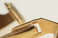 14K Yellow Gold Art Deco Black Onyx Diamond Vintage Cuff Links